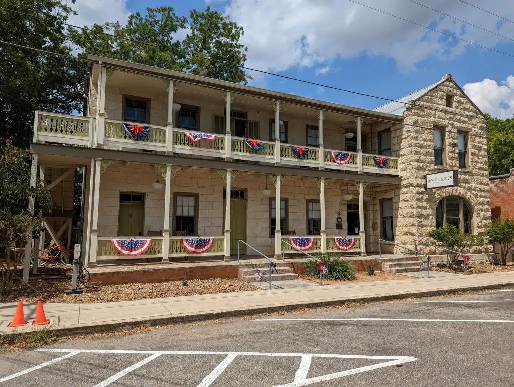 Hotel Giles historic hotel building on High Street in Comfort Texas
