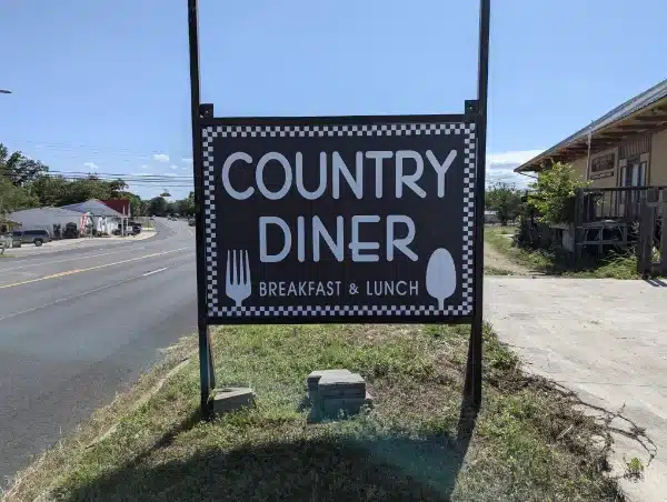 Country Diner front sign in Comfort, Texas